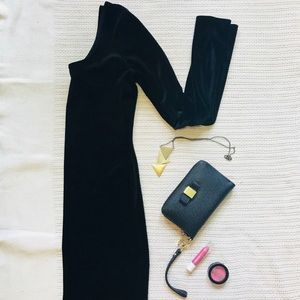 Garage Black Velvet Bodycon Mini Dress M